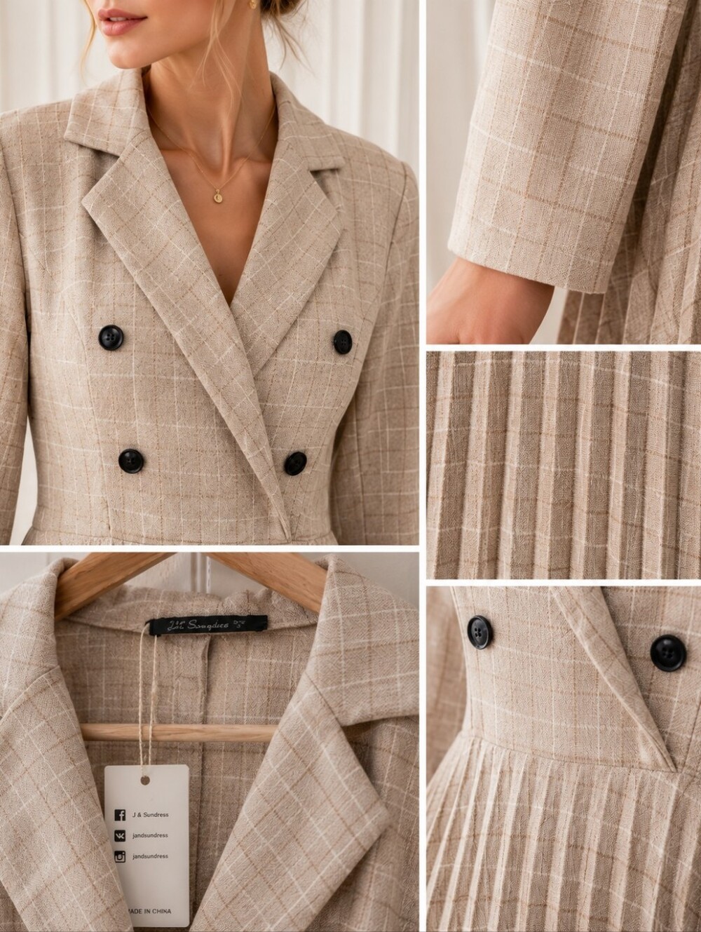 NWT Simplee Pleated Blazer Maxi Dress — Size Large - Picture 3 of 11